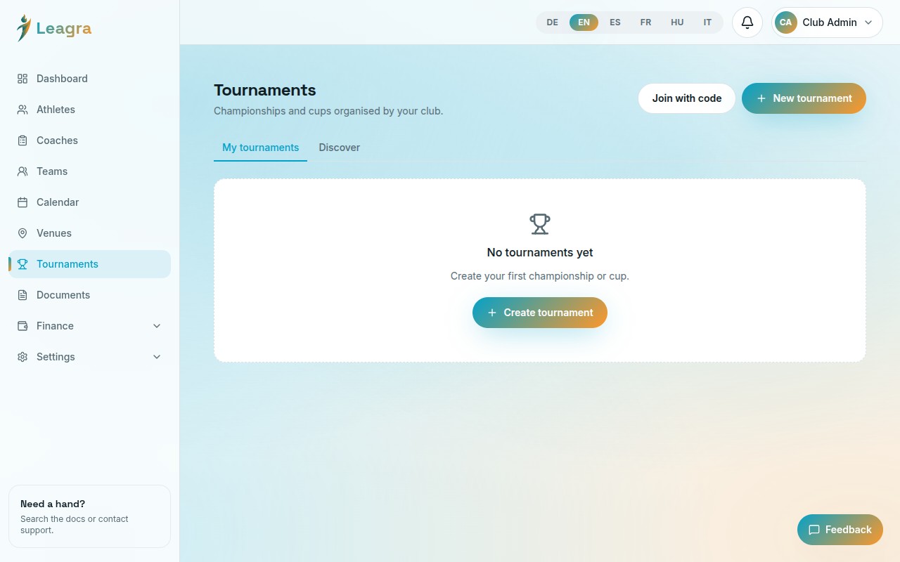 Tournaments screenshot